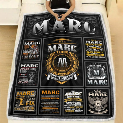 MARC Personalized Blanket | Custom Name Cozy Throw Gift 13K1-BK2