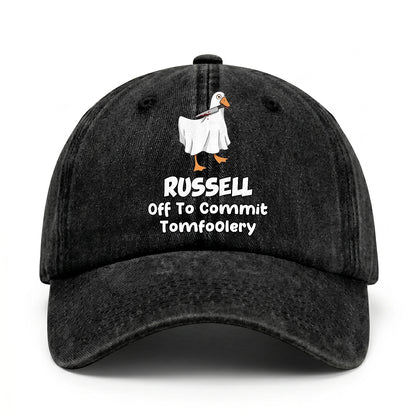 Off To Commit Tomfoolery Funny Goose Washed Cap RUSSELL 13K1 C131PF