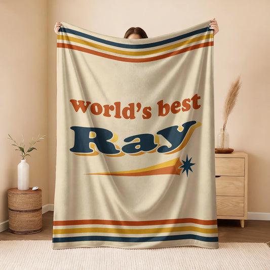 World's Best Your Name Retro Fleece Blanket RAY 13K1 BK64
