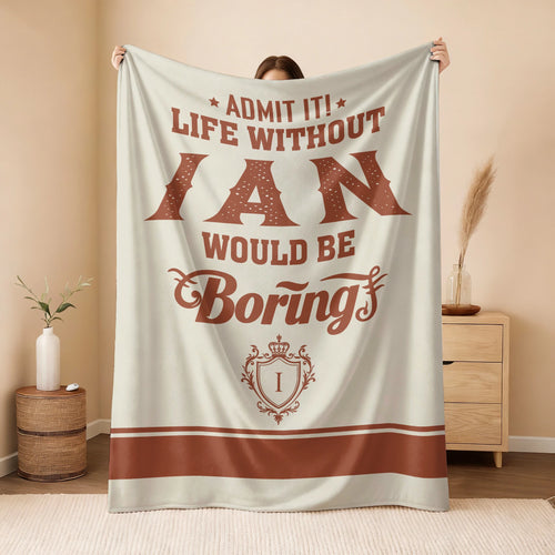 Life Without Your Name Would Be Boring Cream Terracotta Blanket IAN 13K1 BK24