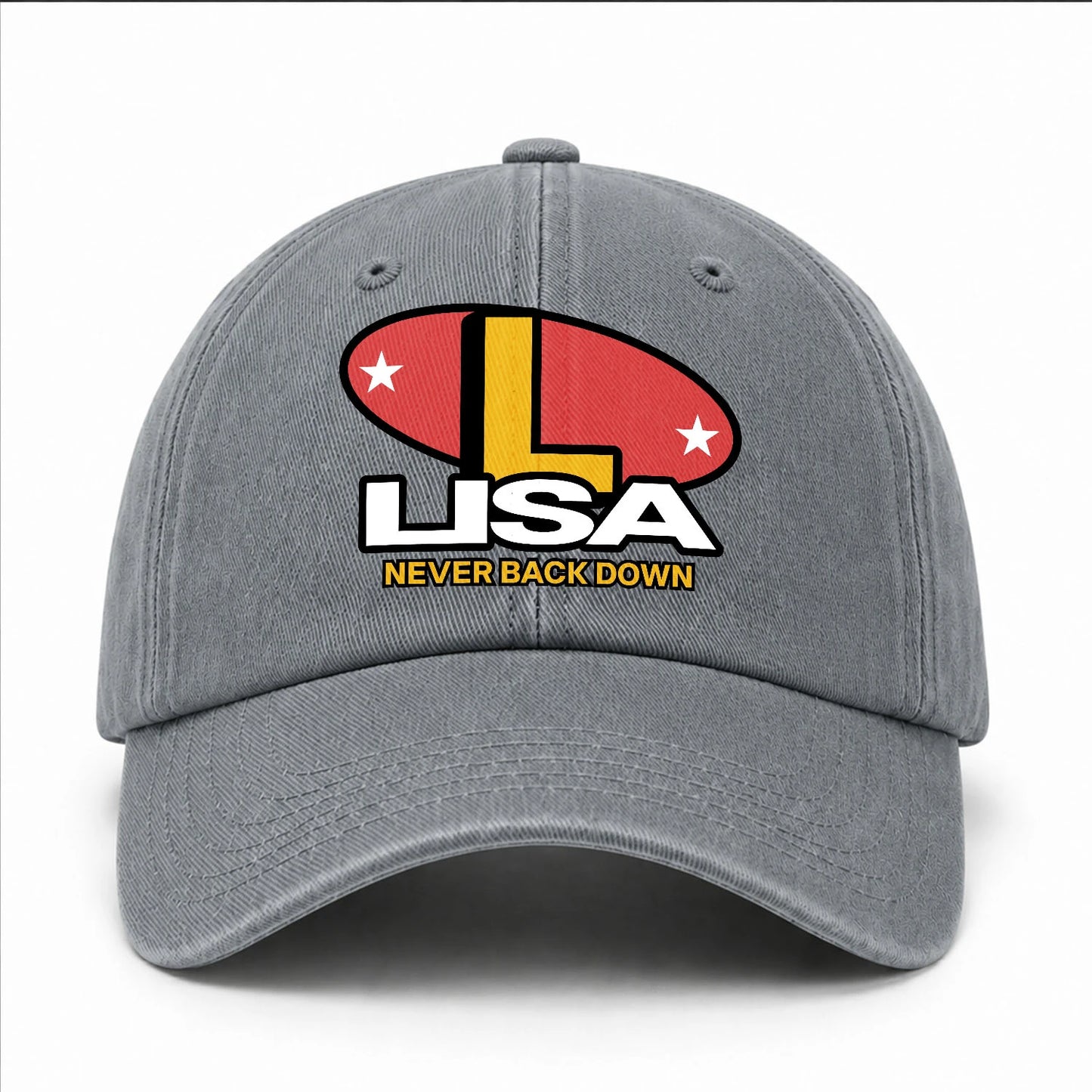 Never Back Down With Your Name And Initial Letter Washed Cap LISA 13K1 C82PF