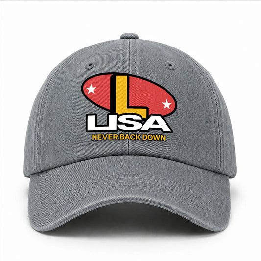 Never Back Down With Your Name And Initial Letter Washed Cap LISA 13K1 C82PF