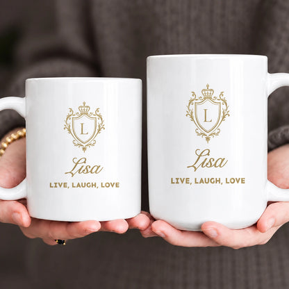 Your Name Live Laugh Love Luxury Champagne Gold Mug LISA 13K1 MG10