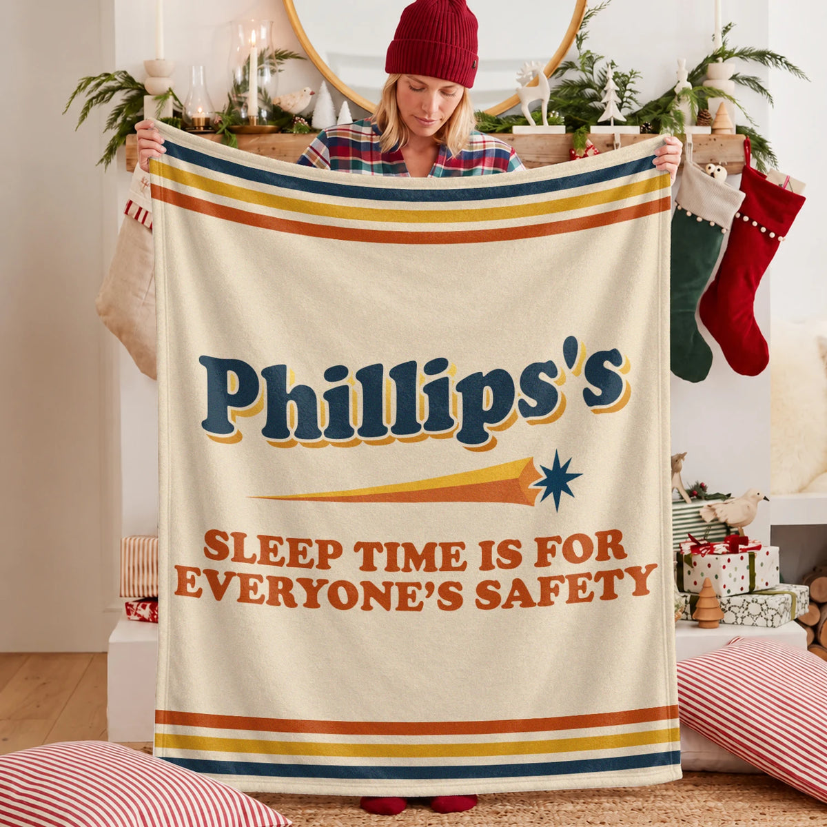 Your Name's Sleep Time Funny Retro Fleece Blanket PHILLIPS 13K1 BK67