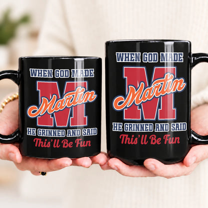 When God Made Your Name Personalized Baseball Mug MARTIN 13K1 MG07