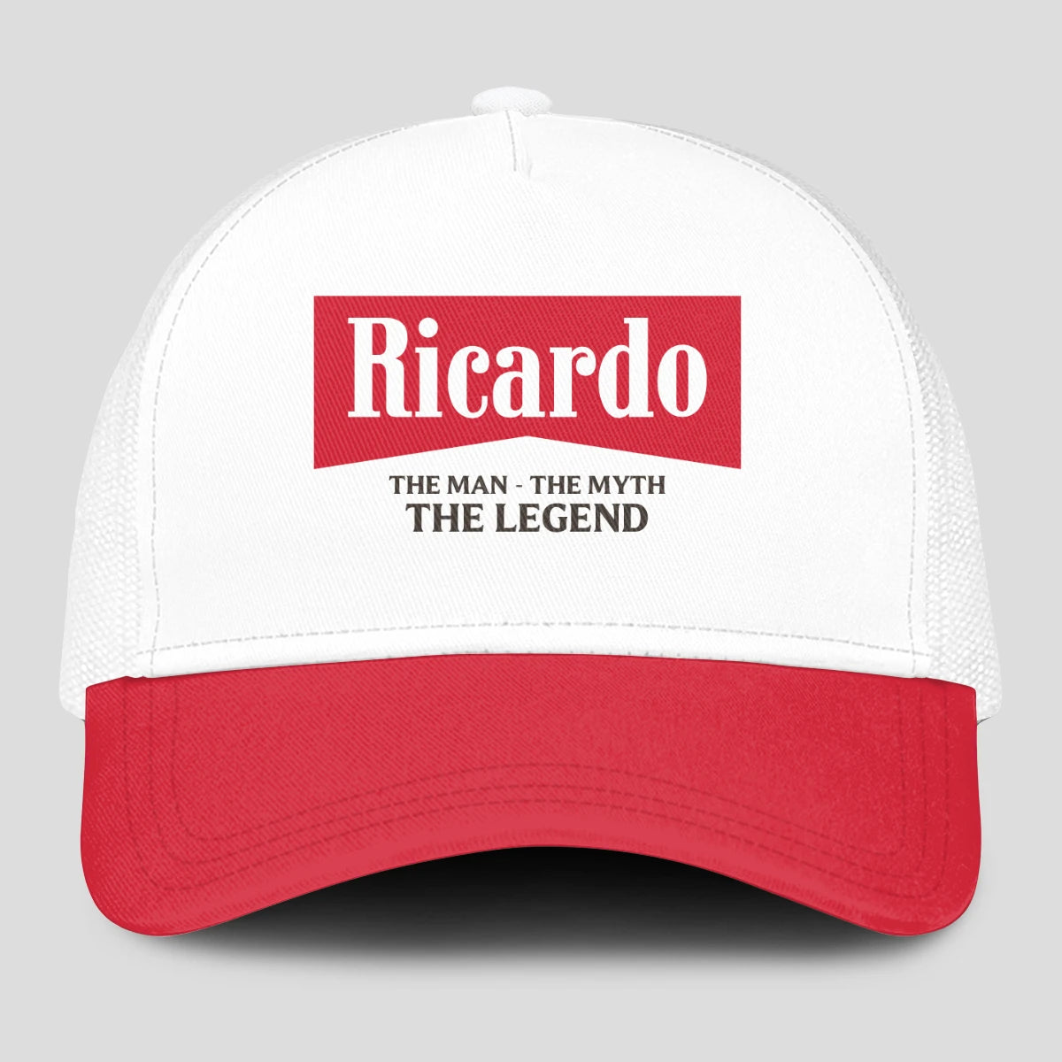 The Man The Myth The Legend Red And White Mesh Cap RICARDO 13K1 C197PF