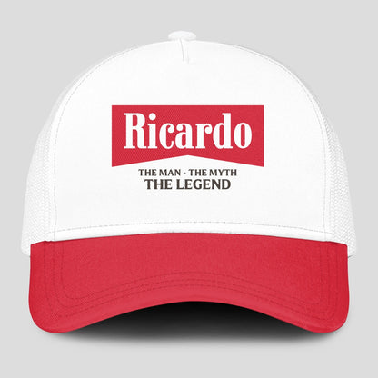 The Man The Myth The Legend Red And White Mesh Cap RICARDO 13K1 C197PF