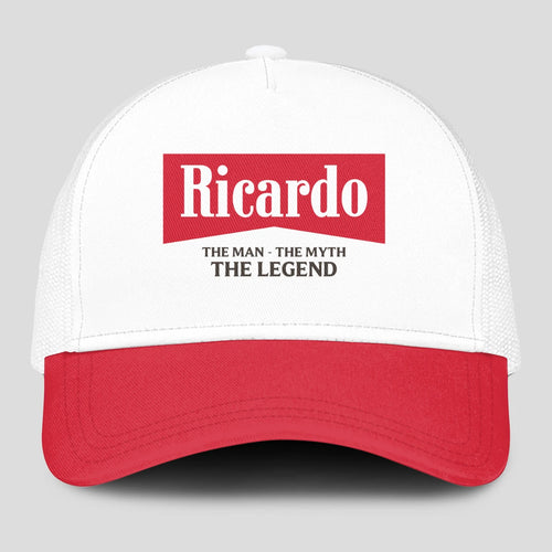 The Man The Myth The Legend Red And White Mesh Cap RICARDO 13K1 C197PF