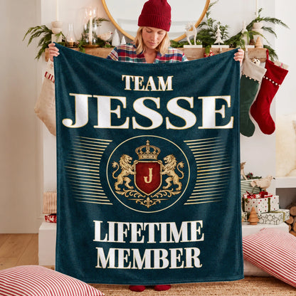 Team Your Name Lifetime Member Sage Green Fleece Blanket JESSE 13K1 BK42
