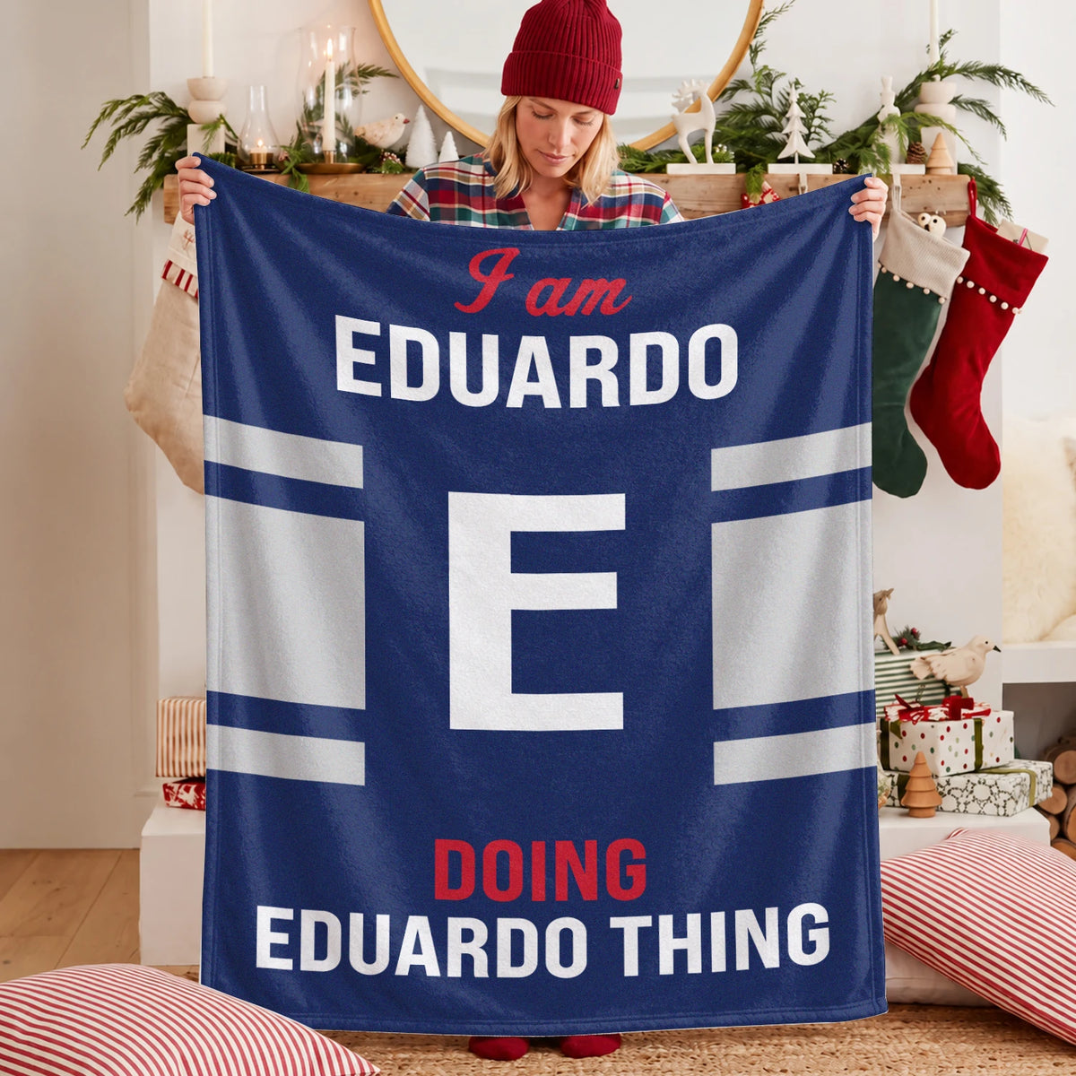 I'm Name Doing Name Things Navy Fleece Blanket EDUARDO 13K1 BK51