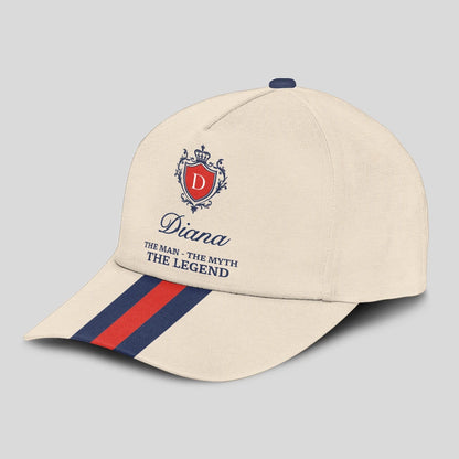 The Man The Myth The Legend Blue And Red Striped Cap DIANA 13K1 C117PF