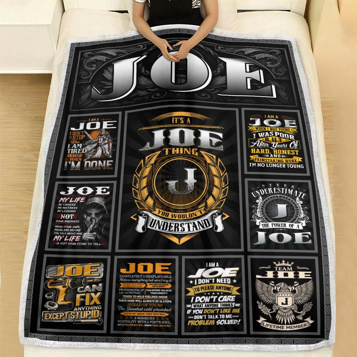JOE Personalized Blanket | Custom Name Cozy Throw Gift 13K1-BK2