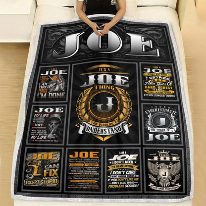 JOE Personalized Blanket | Custom Name Cozy Throw Gift 13K1-BK2