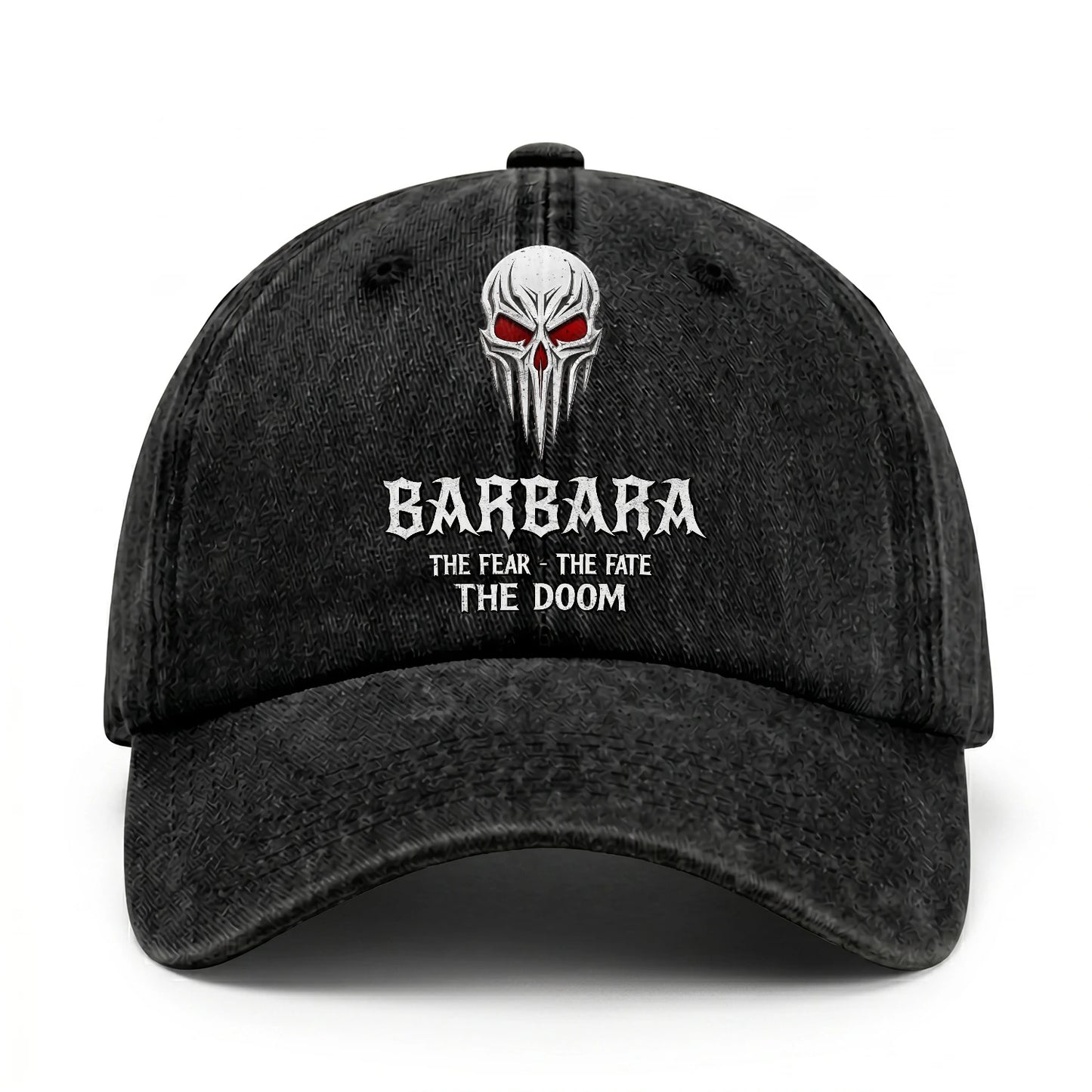 Your Name The Fear The Fate The Doom Skull Washed Cap BARBARA 13K1 C98PF