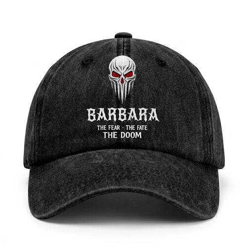 Your Name The Fear The Fate The Doom Skull Washed Cap BARBARA 13K1 C98PF