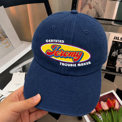 Certified Your Name Trouble Maker Washed Cap JEREMY 13K1 C73PF