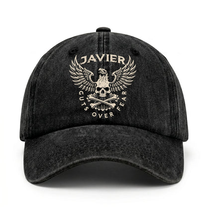Your Name Guts Over Fear With Eagle And Skull Washed Cap JAVIER 13K1 C75PF