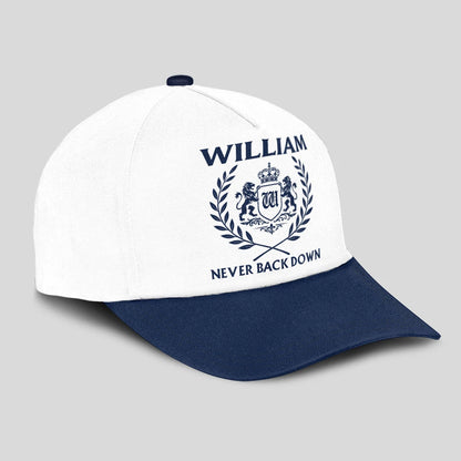 Never Back Down Blue And White Cap WILLIAM 13K1 C59PF