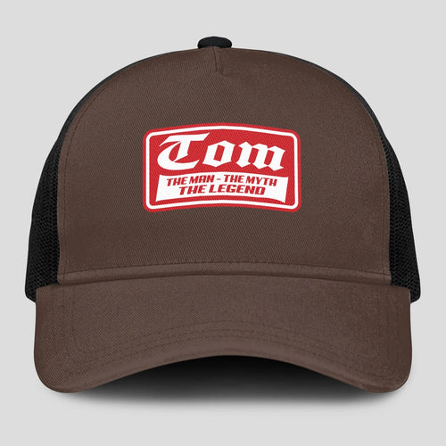 The Man The Myth The Legend Red Logo Brown Mesh Cap TOM 13K1 C203PF