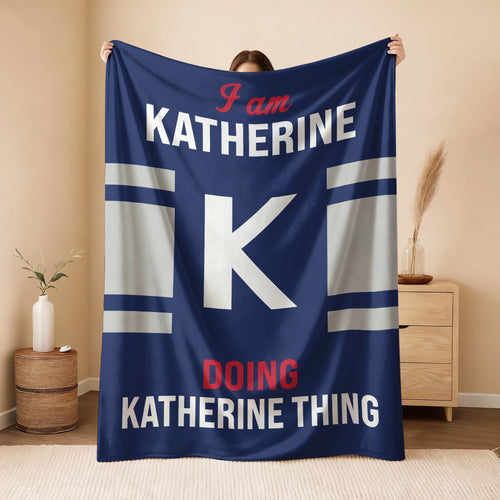I'm Name Doing Name Things Navy Fleece Blanket KATHERINE 13K1 BK51