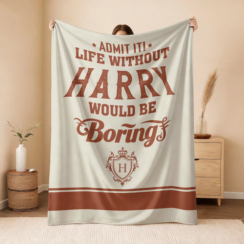 Life Without Your Name Would Be Boring Cream Terracotta Blanket HARRY 13K1 BK24