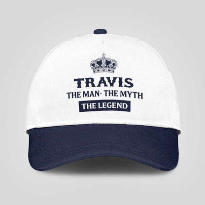 The Man The Myth The Legend King Crown Blue And White Cap TRAVIS 13K1 C147PF
