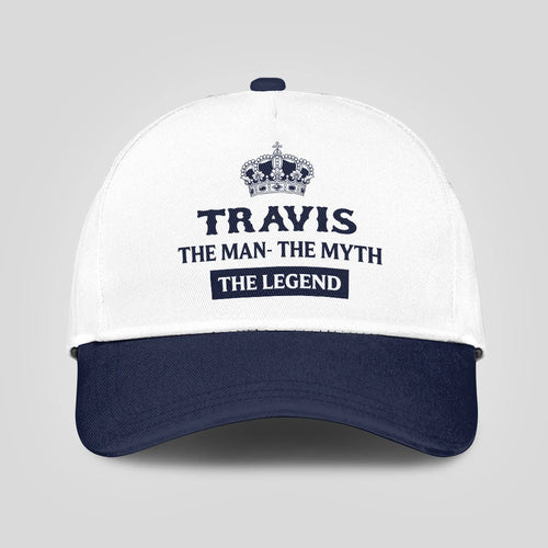 The Man The Myth The Legend King Crown Blue And White Cap TRAVIS 13K1 C147PF
