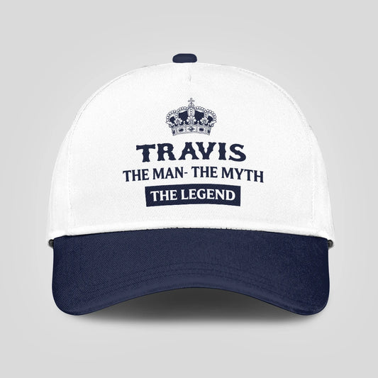 The Man The Myth The Legend King Crown Blue And White Cap TRAVIS 13K1 C147PF