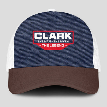 The Man The Myth The Legend Navy Brown And White Mesh Cap CLARK 13K1 C200PF