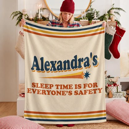 Your Name's Sleep Time Funny Retro Fleece Blanket ALEXANDRA 13K1 BK67