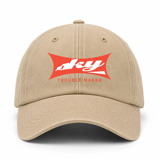 Trouble Maker Red Logo Washed Cap SKY 13K1 C78PF
