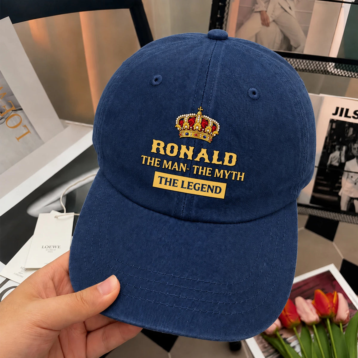 The Man The Myth The Legend King Crown Washed Cap RONALD 13K1 C146PF