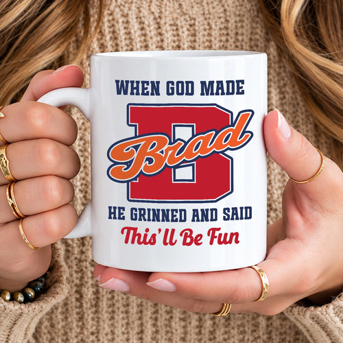 When God Made Your Name Personalized Baseball Mug BRAD 13K1 MG07