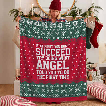 If At First You Don’t Succeed Red Green Christmas Fleece Blanket ANGEL 13K1 BK28