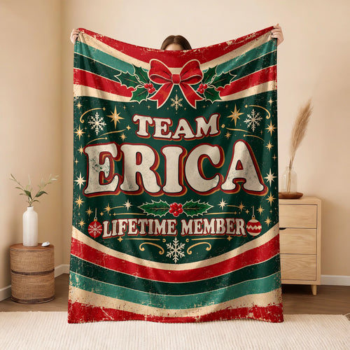 Team Your Name Lifetime Member Christmas Fleece Blanket ERICA 13K1 BK52