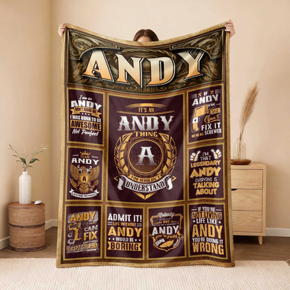 ANDY Personalized Blanket | Custom Name Cozy Throw Gift 13K1-BK4