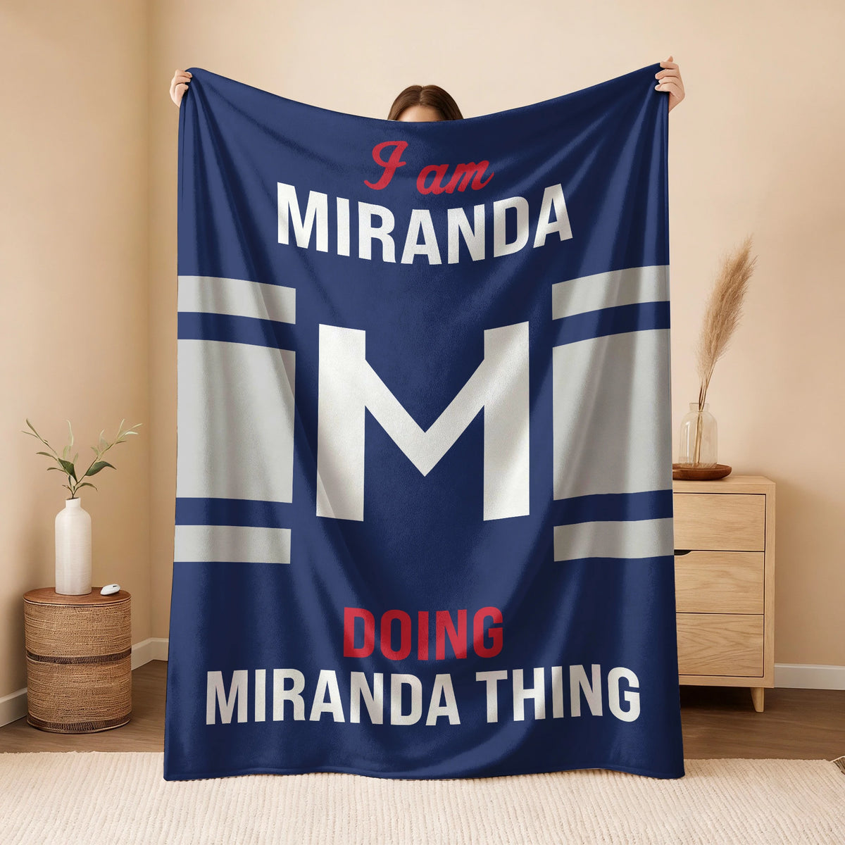 I'm Name Doing Name Things Navy Fleece Blanket MIRANDA 13K1 BK51