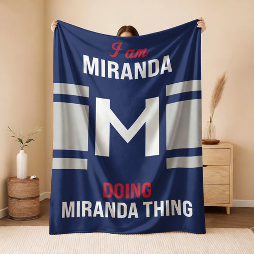 I'm Name Doing Name Things Navy Fleece Blanket MIRANDA 13K1 BK51