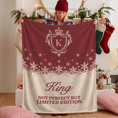 Not Perfect But Limited Edition Red Cream Christmas Fleece Blanket KING 13K1 BK34