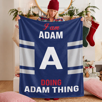 I'm Name Doing Name Things Navy Fleece Blanket ADAM 13K1 BK51