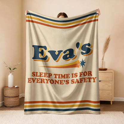 Your Name's Sleep Time Funny Retro Fleece Blanket EVA 13K1 BK67