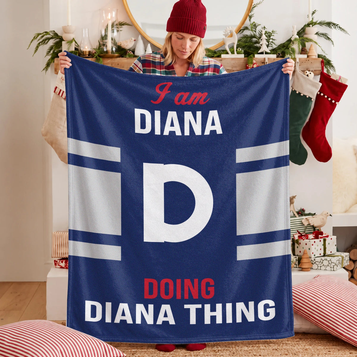 I'm Name Doing Name Things Navy Fleece Blanket DIANA 13K1 BK51