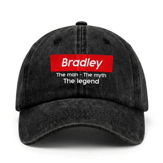 Your Name The Man The Myth The Legend Red Logo Washed Cap BRADLEY 13K1 C130PF