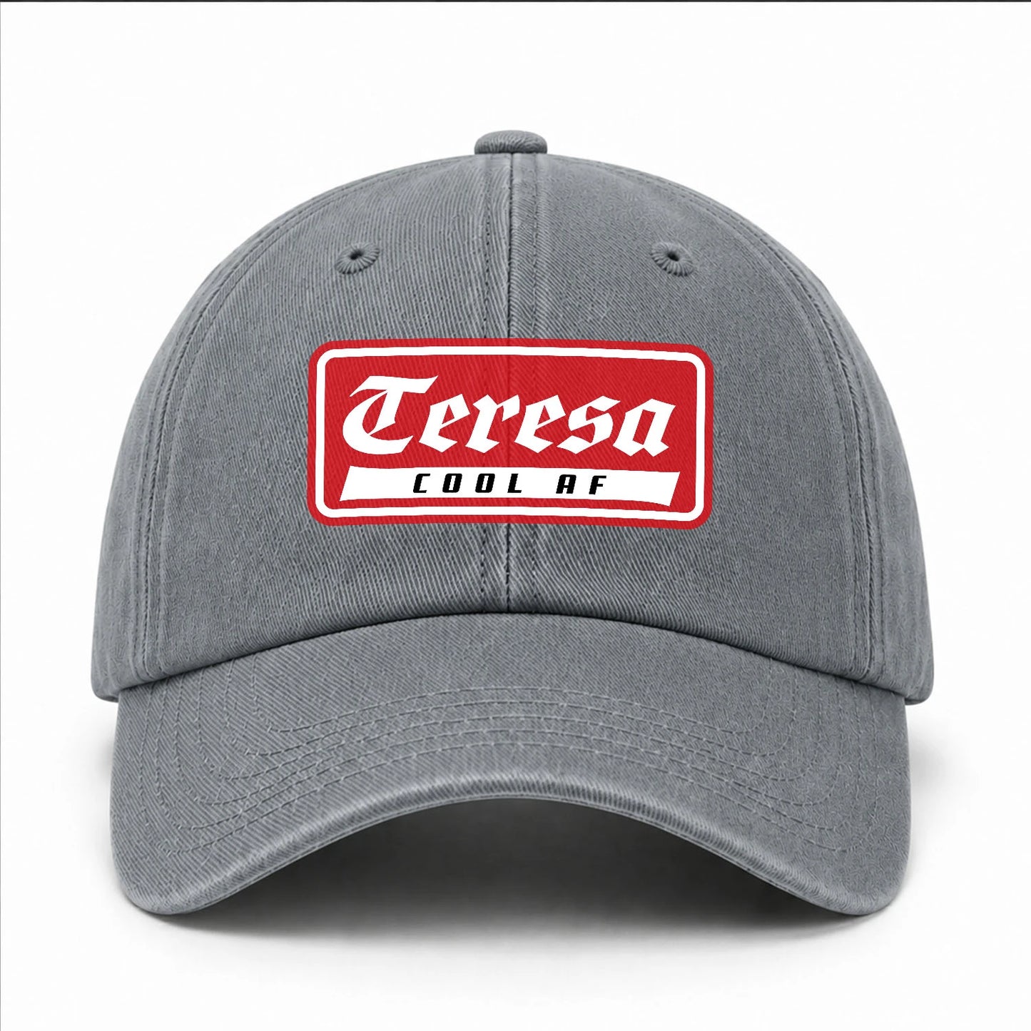 Your Name Cool Af Red Logo Funny Washed Cap TERESA 13K1 C79PF