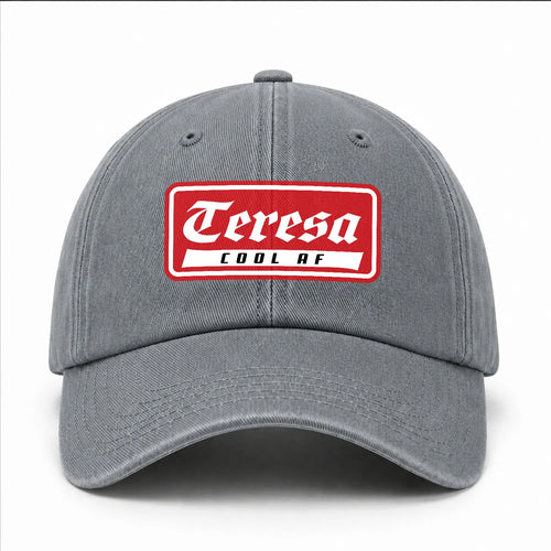 Your Name Cool Af Red Logo Funny Washed Cap TERESA 13K1 C79PF