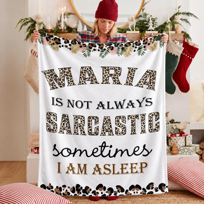 Your Name Sarcastic Leopard Print Fleece Blanket MARIA 13K1 BK61