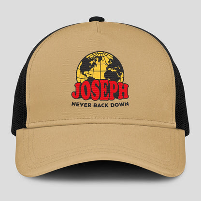 Never Back Down World Logo Khaki Mesh Cap JOSEPH 13K1 C212PF