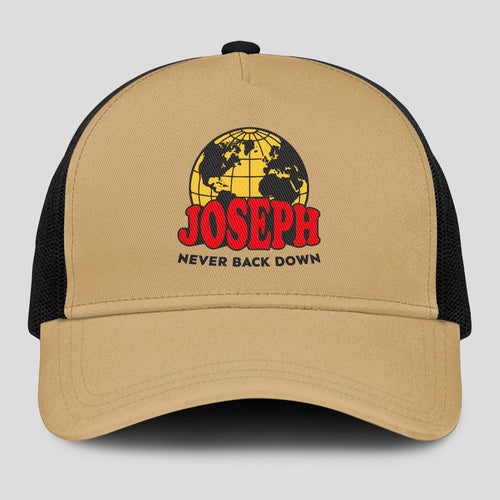 Never Back Down World Logo Khaki Mesh Cap JOSEPH 13K1 C212PF