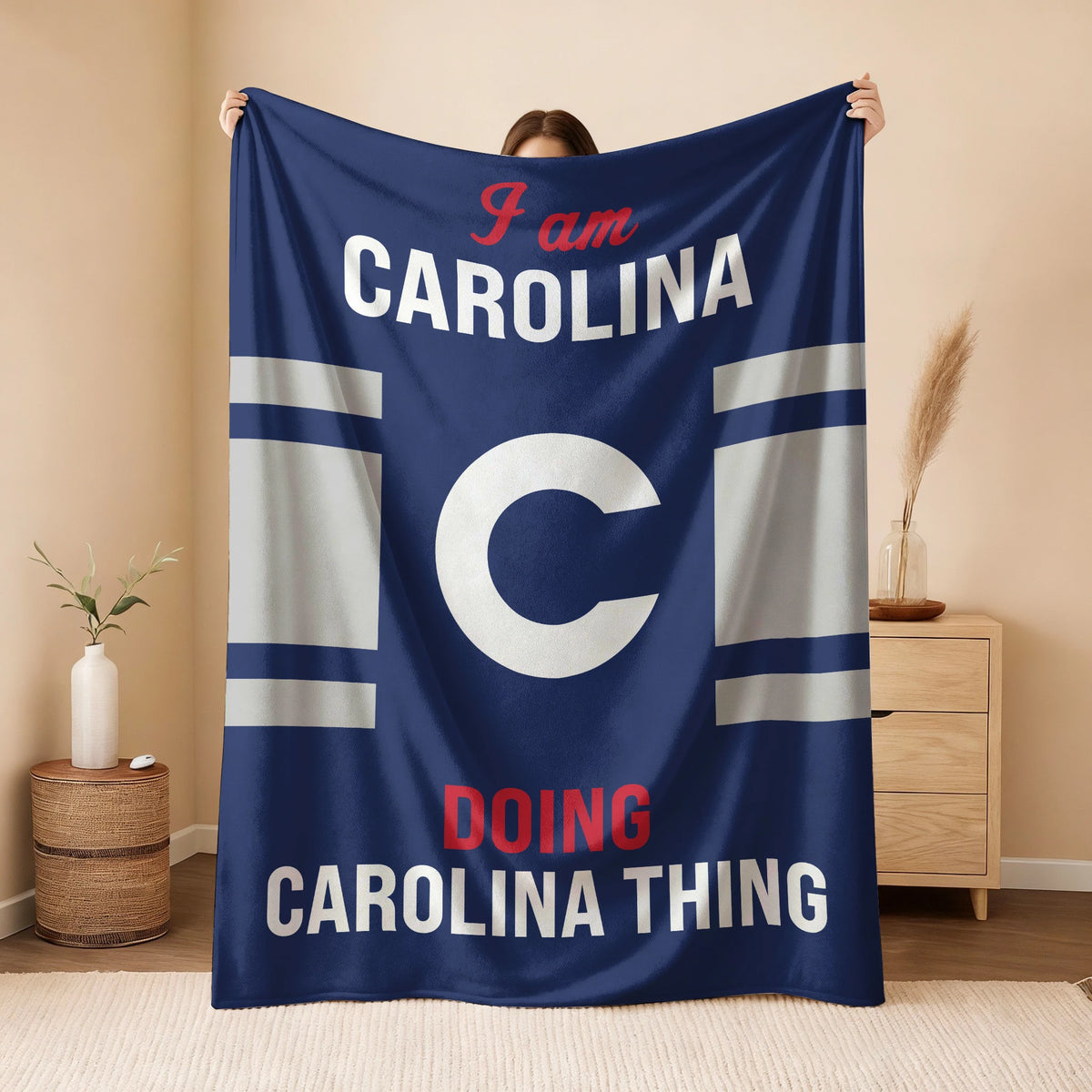 I'm Name Doing Name Things Navy Fleece Blanket CAROLINA 13K1 BK51
