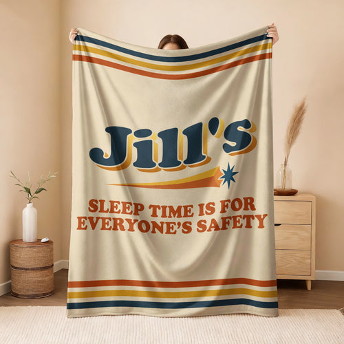 Your Name's Sleep Time Funny Retro Fleece Blanket JILL 13K1 BK67